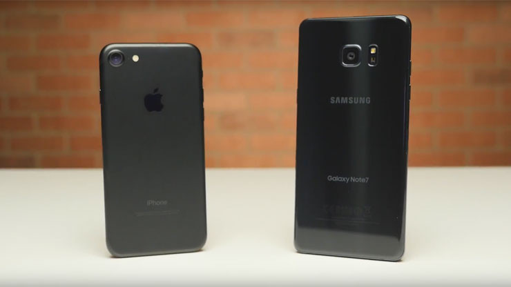 Очень наглядный сравнительный тест производительности iPhone 7 и Galaxy Note 7