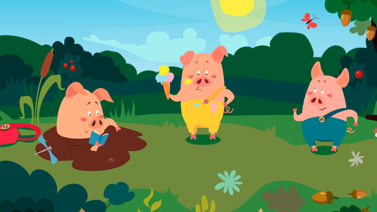 «Приключения трёх поросят» — интерактивная книга для детей от года и до 5-6 лет