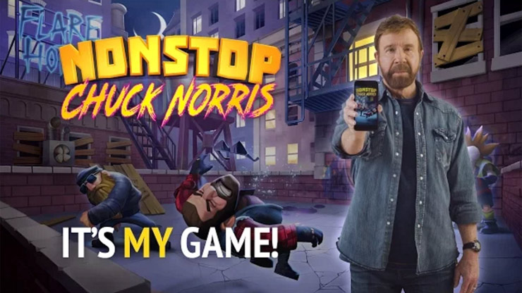 Чак Норрис в рекламном трейлере Nonstop Chuck Norris – мобильной игры про Чака Норсиса